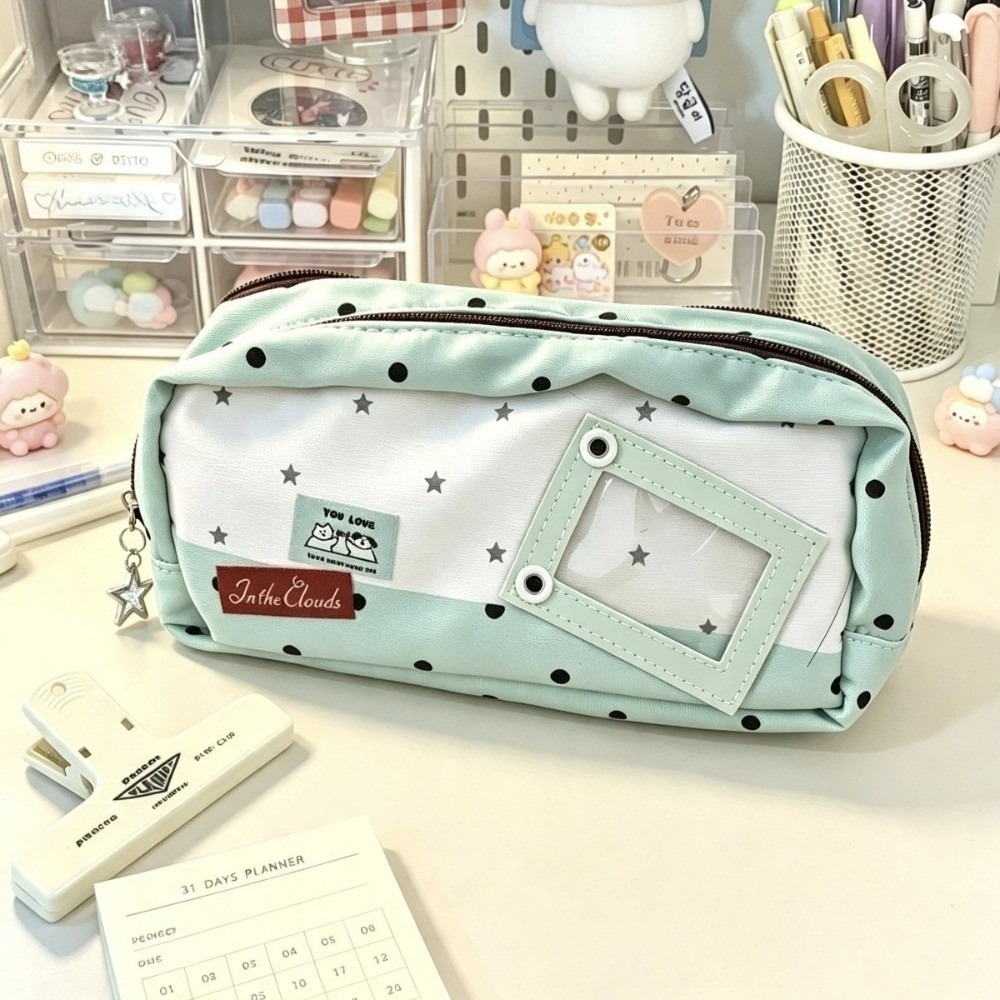 대용량 필통 물방울 무늬 마카롱 색상 문구 가방 심플한 - Aesthetic Large Pencil Case Pouch 리뷰 및 가격